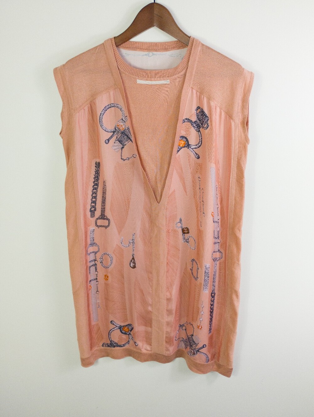 Hermes Planche d’Etude Silk Cashmere Twillaine Dress 40 Equestrian As Is